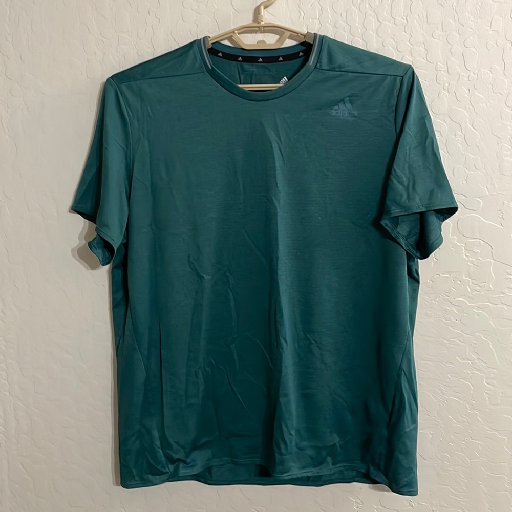 Adidas T-shirt men’s XL short sleeve green jade polyester lightweight breathable